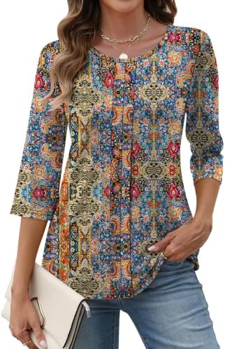 Womens Spring Tops Three Quarter Sleeve Tops Summer Tunics or Tops to