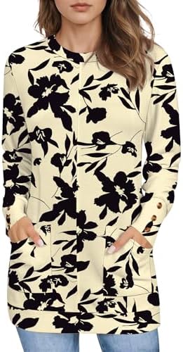 Womens Tops Long Tunic Tops for Women Shirts Dressy Casual Crew Neck