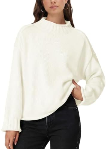 Womens Winter Tops White Sweater Long Sleeve Pullover Outfits